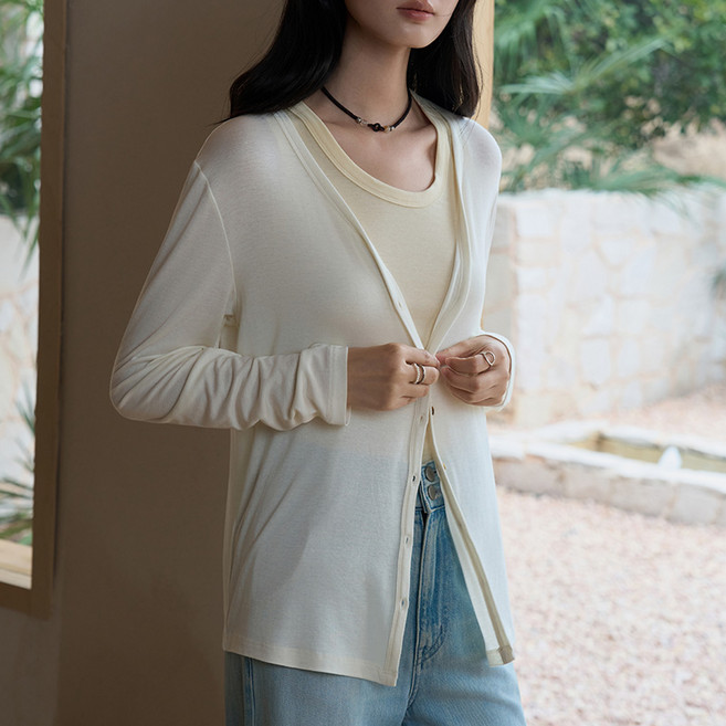 스토리원 WM-FWOT048 여성 실크 모달 가디건