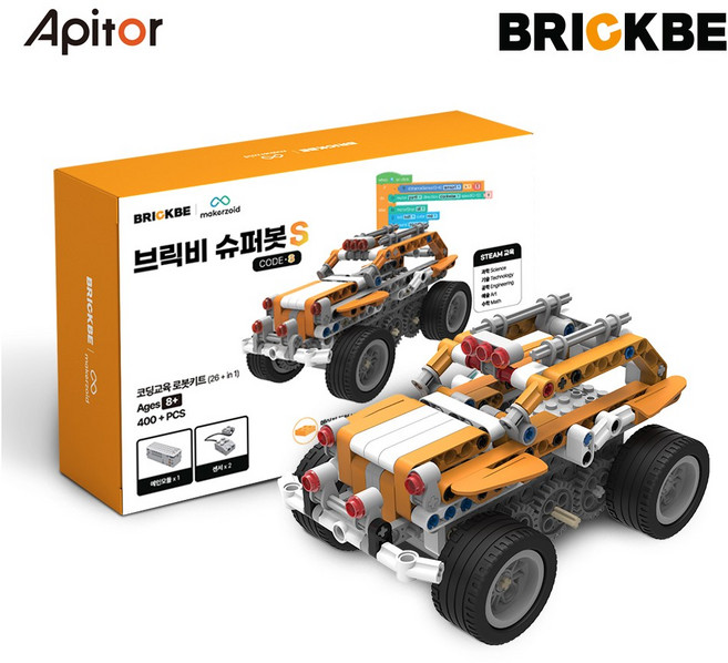 아피토 코딩로봇 브릭비 BB슈퍼봇S 선물 초등학생 장난감 생일선물 레고 호환 코딩교육, 1개