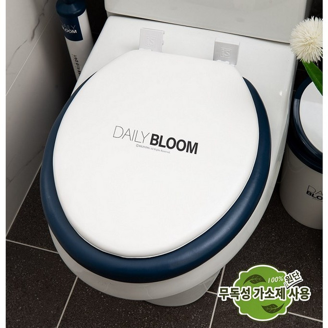 무독성 심플하고 모던한 소프트 변기커버 O형 일반, 화이트+네이비, 1개