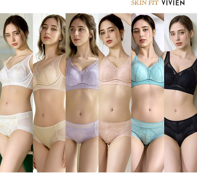 비비안 스킨핏 풀컵 보정 레이스 홈쇼핑 여성속옷 브라팬티세트 6+6 12종