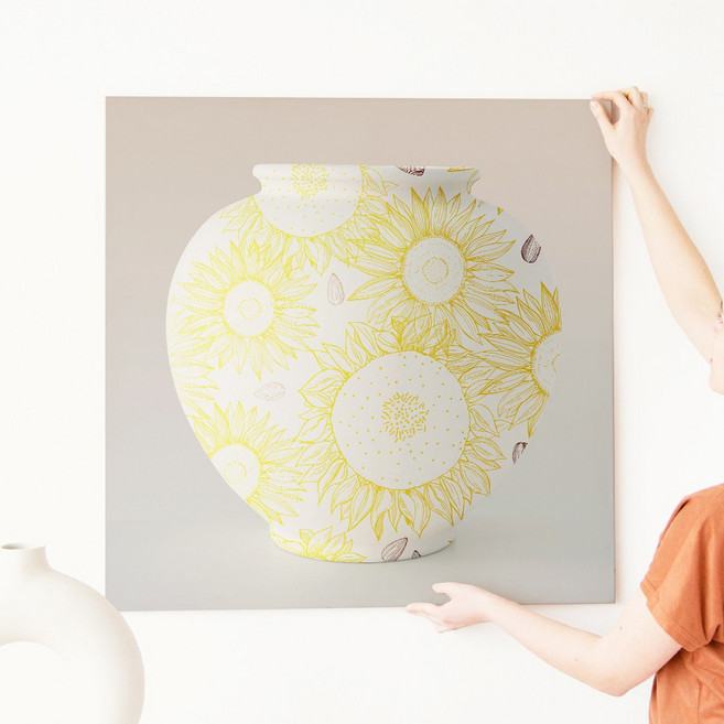 풍수 복들어오는 다복 달항아리 그림 사진 액자 꽃을담다 너를닮다 13종, 04.달항아리_골드해바라기