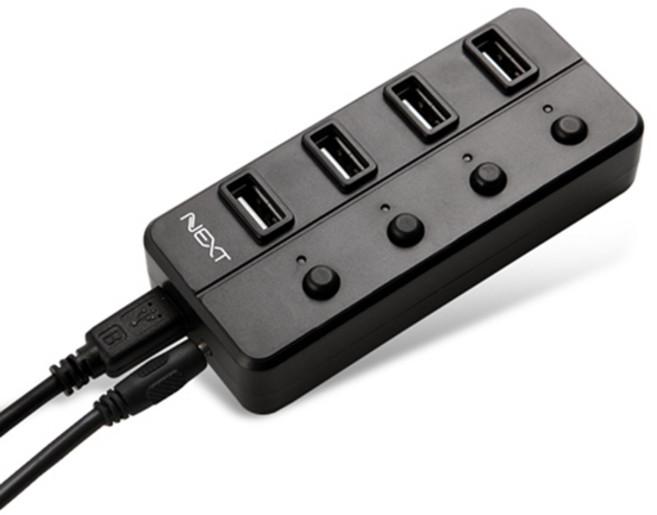 넥스트 NEXT-704UHP USB2.0 4포트 유전원허브 개별스위치, 1개