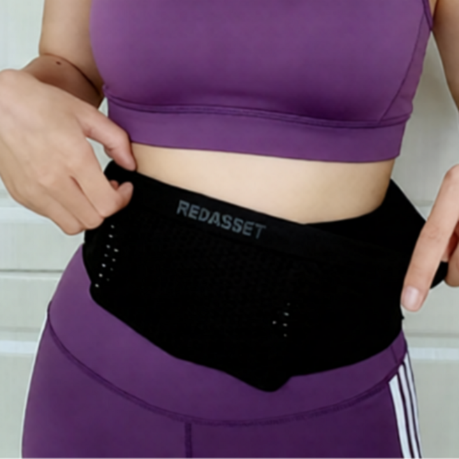 레드에셋 여성 초경량 슬림 러닝벨트 허리 핸드폰 가방, 블랙, 1개