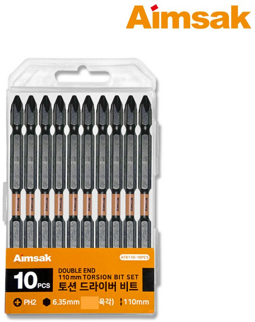 아임삭 양날토션비트 ATB110-2P 토션비트 1판(2개입) PH2 110mm, 10개