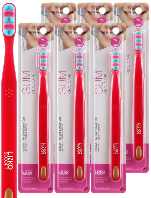 리앤코 소프트 검 잇몸케어 부드러운 저자극 칫솔 (핑크), 8개입, 1개