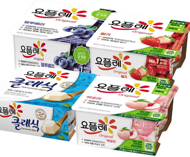 빙그레 요플레 (85gX4입) 블루베리(4입)1개＋클래식(4입)1개＋딸기(4입)1개＋복숭아(4입)1개/냉장무배