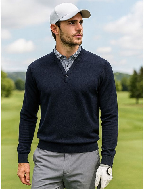 데니스골프 25FW 남성 밍크 본딩 레이어드셔츠 솔리드 RAQWMSP112