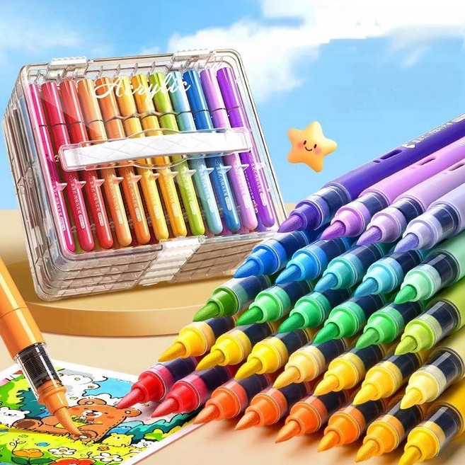 [린시] 아크릴 마카펜 직액식 대용량 드로잉 미술 전문 채색 소프트 브러쉬 펜 세트, 1세트, 72색