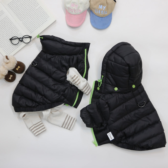 프리미엄 강아지 패딩 구스다운 거위털 후드 점퍼 코코리베 패딩조끼 S, 조끼, 1개