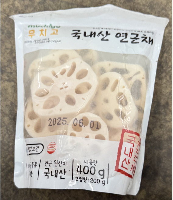 무치고 삶은 국내산 연근채 400g, 5개