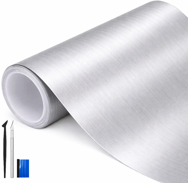 SOTT 프리미엄 3D 메탈 필름 랩핑 시트지, 1개, 라이트실버 폭30cm x 길이150cm