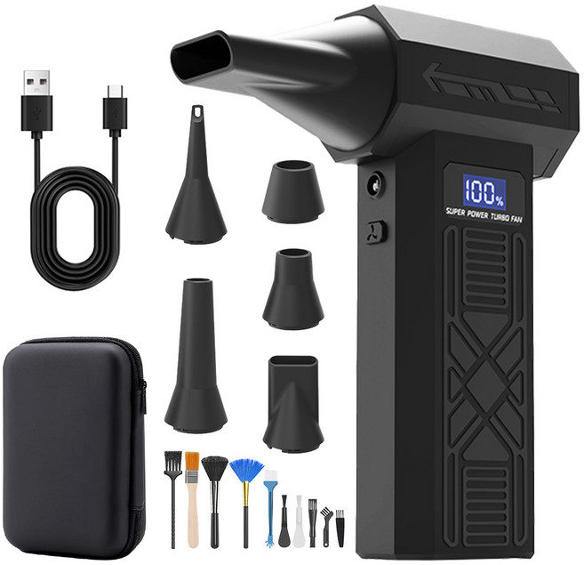 VANKIN 초강력 무선 에어건 190000 RPM 빠르게 먼지를 제거하는 휴대용 블로워, P80, 블랙