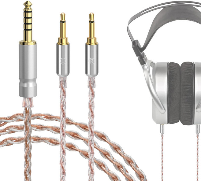 Geekria 4.4mm 밸런스드 수 - 듀얼 2.5mm 수 헤드폰 업그레이드 케이블 HIFIMAN HE400S HE-400i 호환 4코어 6NOCC 구리선, EJX9-27, 1개