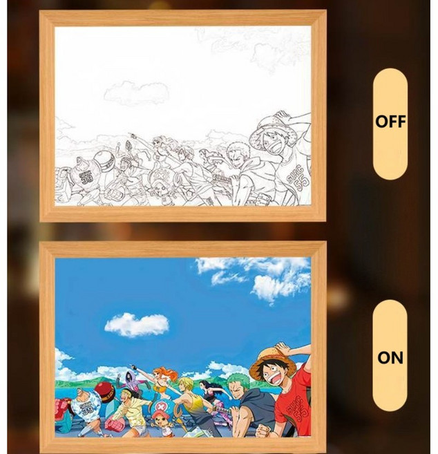 (판매처 우리스토리) 액자 조명 원피스 조로 루피 사진 무드등 아크릴 17x23cm, 18