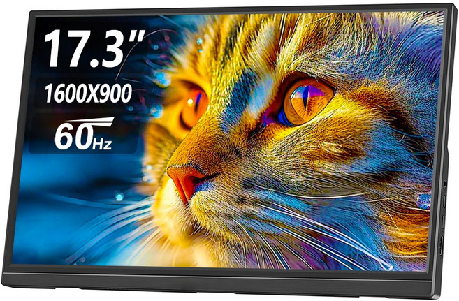 17.3인치 휴대용 모니터 USB-C HDMI 노트북 외장화면 게임 콘솔 호환, 17.3HD1600X900, 41cm