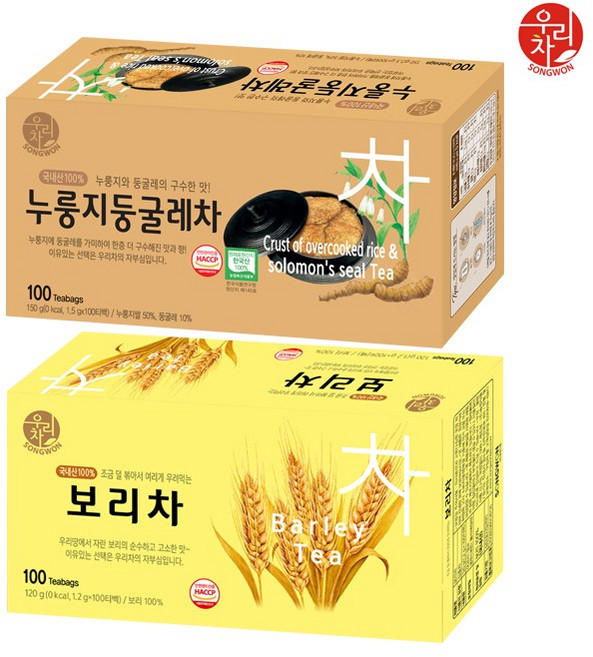 송원 보리차 100T +누룽지 둥굴레차 100T (200T), 100개입