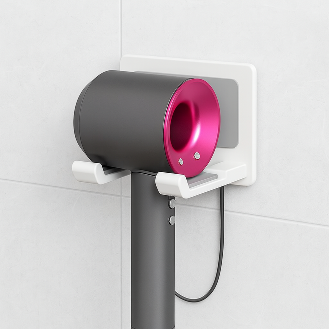 한평한뼘 호텔식 고급 무타공 드라이기 거치대, 1개, 모던화이트