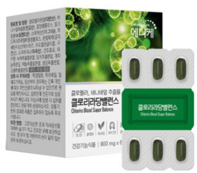 에디케 클로리라당밸런스(클로렐라 스피루리나 비타민 미네랄 항산화 피부건강), 60정, 1개