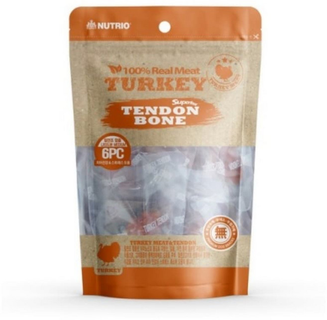 (2개)뉴트리오 칠면조 힘줄 나티드본 M 6개입 강아지 껌간식