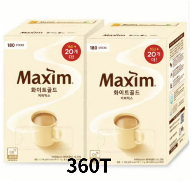 동서 맥심 화이트골드 커피믹스 180T, 12g, 180개입, 2개