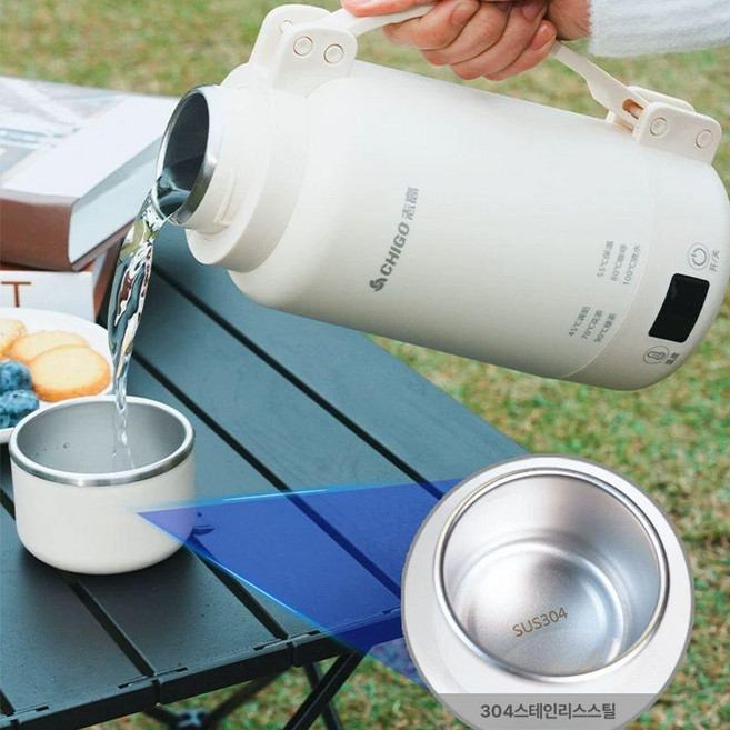 충전식 보온병 휴대용 여행용 텀블러 전기 포트 무선 700ml 대용량 304 6단 1000ml