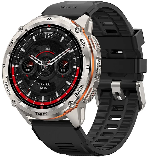 KOSPET 5ATM IP69K 방수 스테인리스 스틸 바디 듀얼 주파수 GPS 470mAh 블루투스 통화 기능 Tank T3 Ultra 2 스마트워치, GPS + 블루투스, 3.63cm, silver - 쿠팡