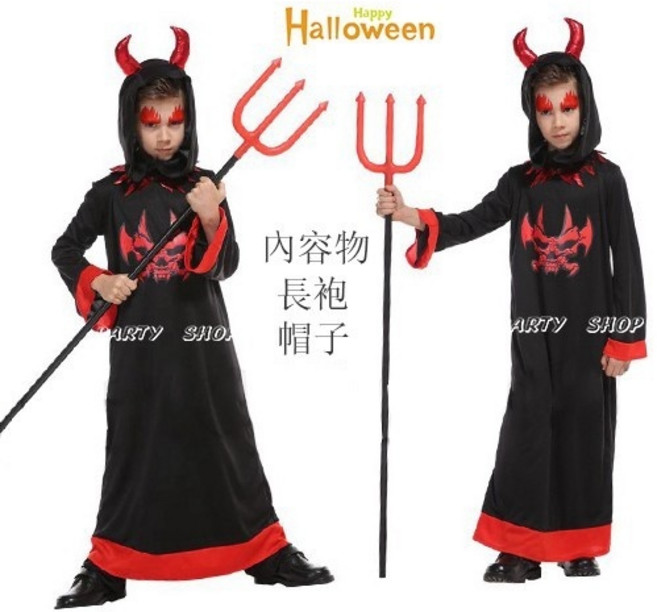 萬聖節兒童變裝服 惡魔角色扮演服裝, 1個, 小惡魔裝,L
