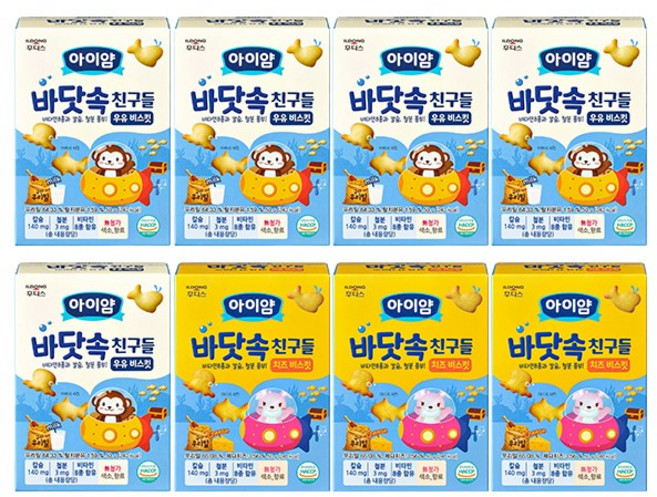 일동후디스 아이얌 바닷속 친구들 8개 혼합, 1세트, 50g, 우유1 + 치즈1