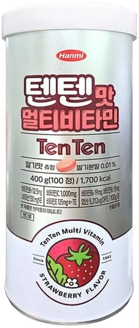 한미약품 텐텐 영양제 멀티비타민 100정 어린이 청소년 대용량 텐텐맛, 1개