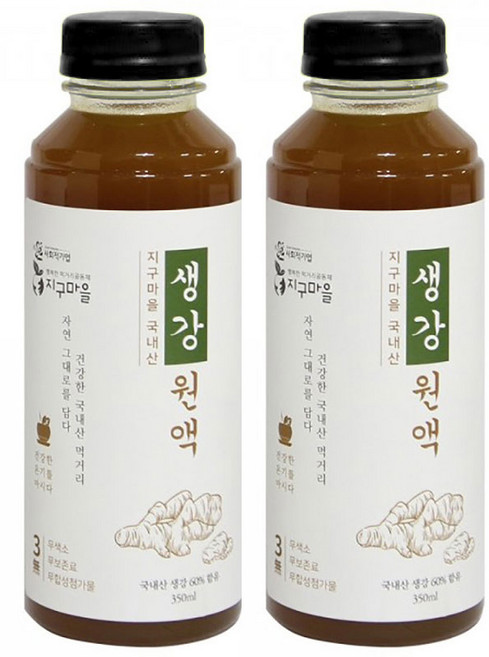 지구마을 생강 원액, 2개, 350ml