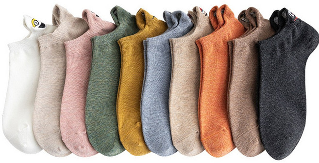 스콩 여성용 귀여운 자수 스니커즈 양말 10종 세트