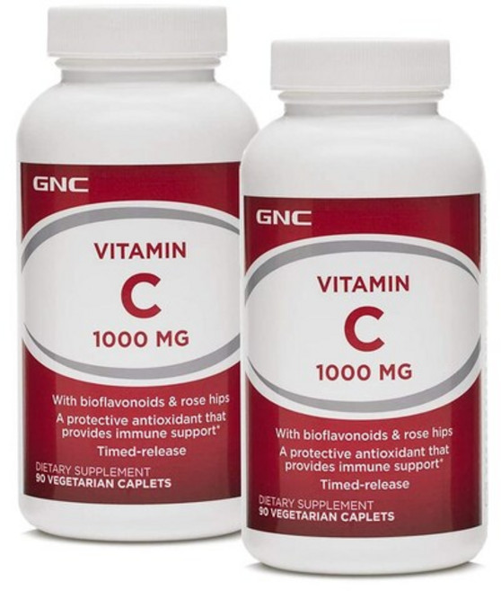 GNC 비타민 C 타임 릴리즈 1000mg 90정 x 2통 베지테리안 Vitamin, 2개