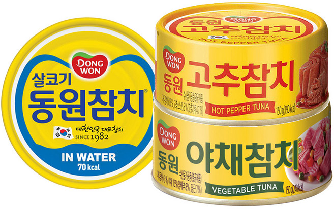 동원 참치 인 워터 100g 1P +야채참치150g원터치 1P +고추참치150g 1P, 1