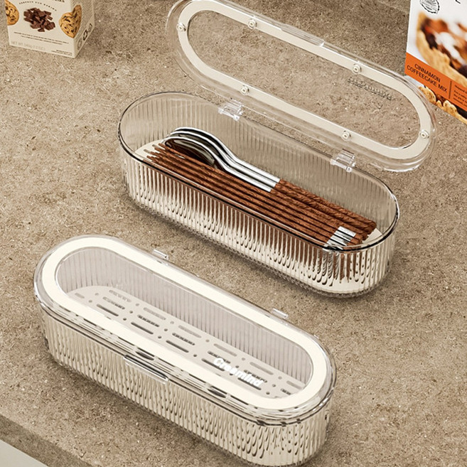 뚜껑형 수저통 투명크림플리츠, 1개