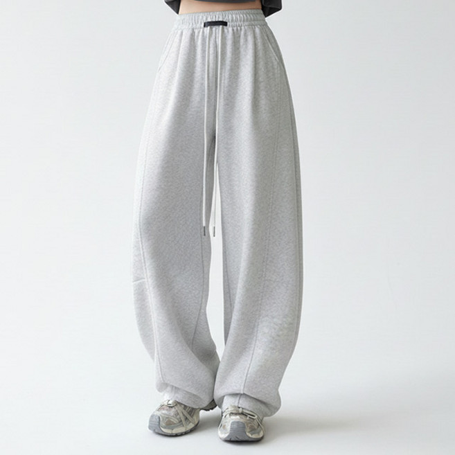 스토리원 WM-FWBT050 남녀공용 레더라벨 일반/기모/양털 와이드 트레이닝 팬츠