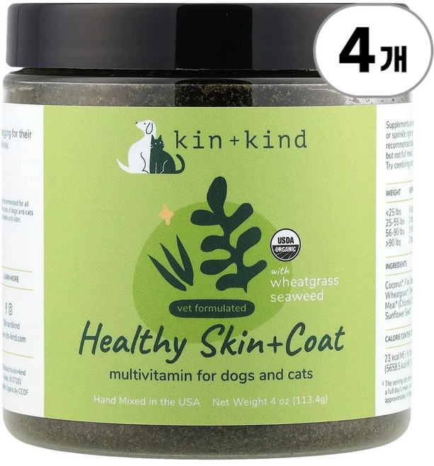 킨카인드 스킨 코트 멀티비타민 Kin Kind Healthy Skin Coat Multivitamin 113.4g, 피부/코트, 4개 - 쿠팡