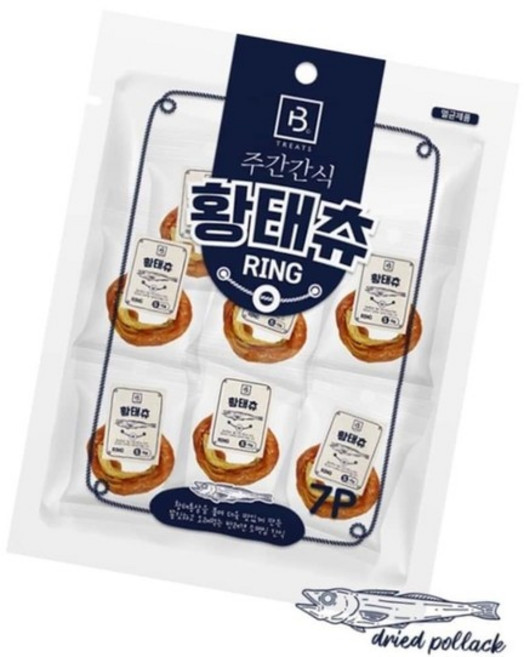 건강원료 애견간식 황태츄 링 7p 활력증진 특식 기능성, 없음