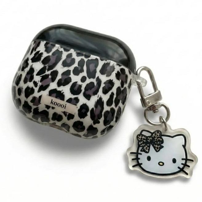 레오파드 고양이 키링 에어팟케이스, 1개, 블랙, 에어팟4세대