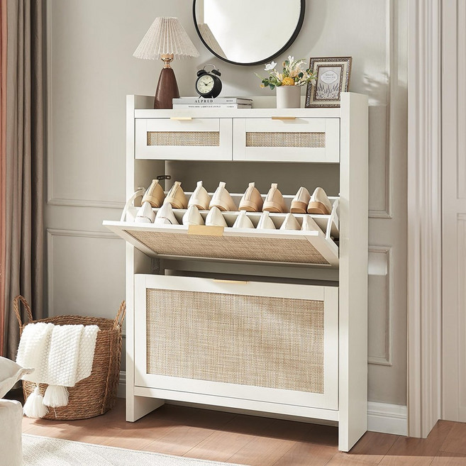Bloom 2서랍 현관신발장 / 북유럽 스타일 대용량 수납장, 4단, 화이트