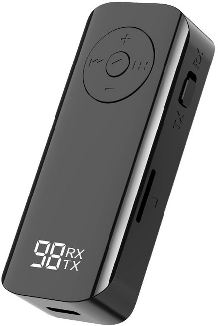 블루투스 5 3 오디오 송신기 리시버 5mm 잭 유선 PC 헤드폰 스테레오 음악 무선 어댑터, black, V5.3