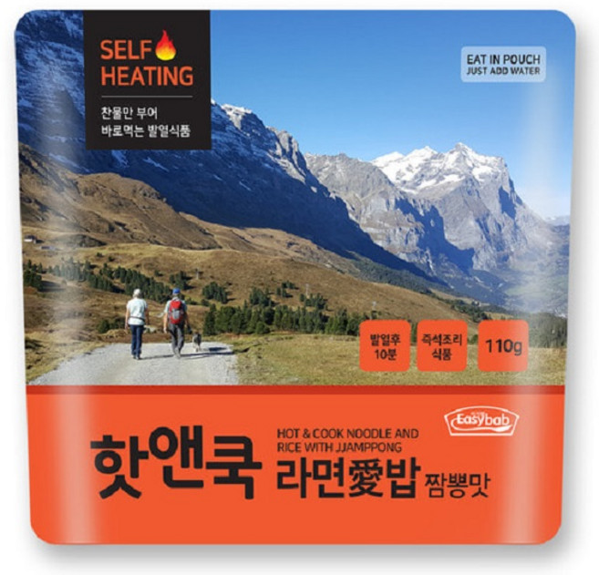 핫앤쿡 간편 발열 군용 전투 식량 캠핑 조리 즉석밥 라면애밥 도시락 3종, 120g, 1개