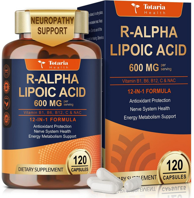 Totaria 알파리포산 600mg NAC 복합 에너지 대사 항산화 영양제, 1개, 120정