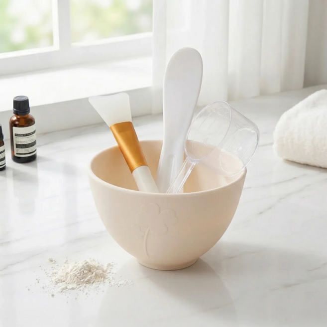 도목도목 완벽 풀세트 물조절 쉬운 계량컵 포함 실리콘 모델링팩 도구 세트, 1세트, 화이트