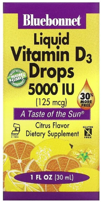 블루보넷 뉴트리션 액상 비타민D3 드롭 시트러스 맛 5000IU 1 floz (30ml), 1개, 30ml - 쿠팡