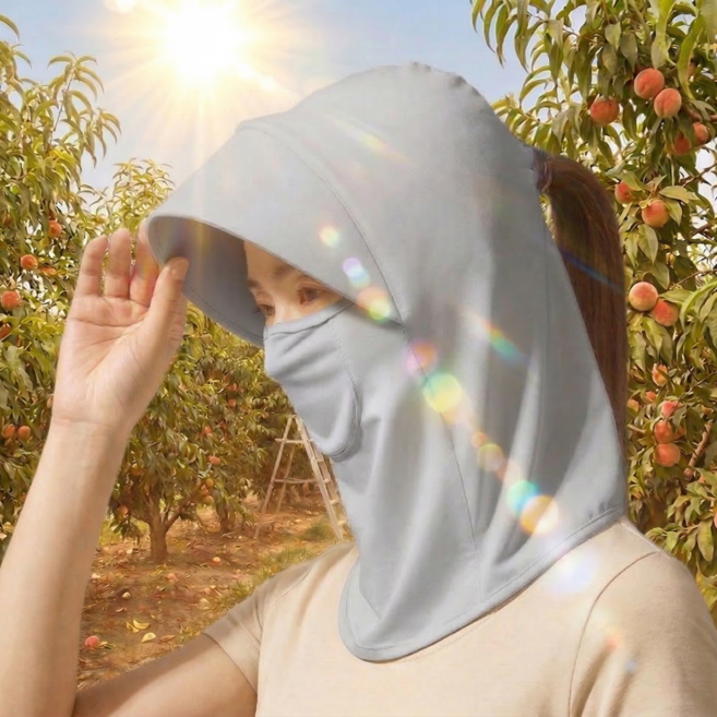 흥표 과수원 나무 농사 자외선차단 햇빛가리개 마스크 넥커버 일체형 얼굴커버 농사모자 작업모 일모자