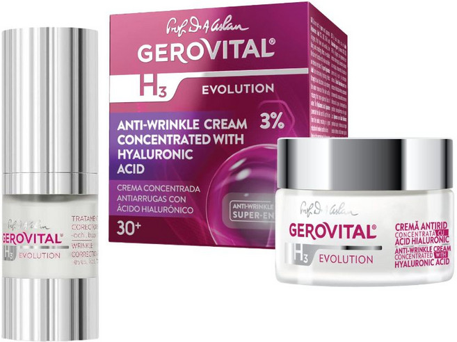 Gerovital 제로 비탈 데이 루마니아 수분 크림 50ml + H3 Evolution 안티 링클 세럼 15ml 세트, 1개