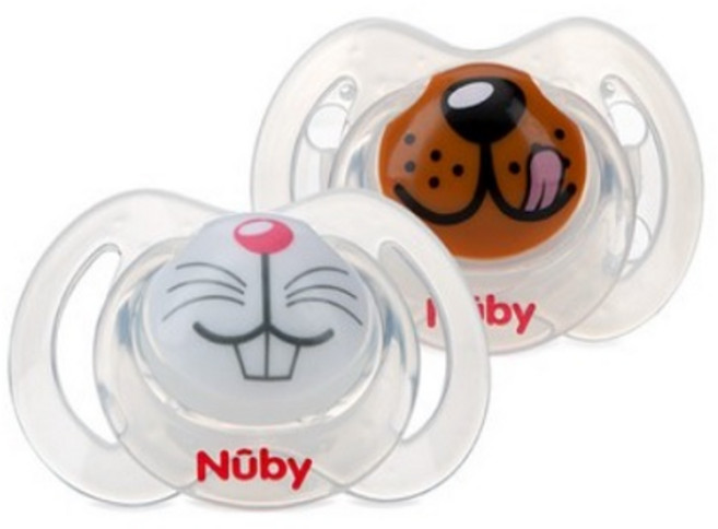 누비 동물친구 셀피 노리개 젖꼭지 2p 세트, 0~6개월, 토끼, 강아지, 1세트