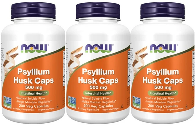 Now Foods 실리엄 허스크 500mg 베지 캡슐, 200개입 × 3개, 3개, 200정 - 쿠팡