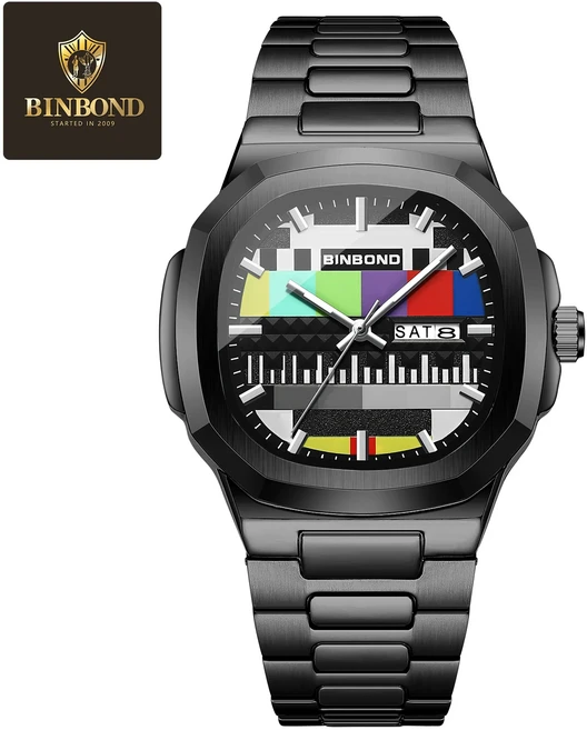빈본드 브랜드 새 남성용 쿼츠 방수 야광 레트로 시계 비즈니스 패션 기념일 선물