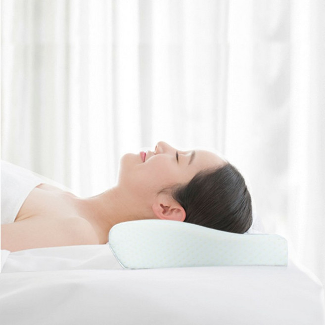 메모리폼 경추 베개 기능성 일자 목이편한 마약 배개, 블루, 1개, 블루